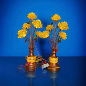 cặp đèn thờ lưu ly bình hoa sen 75cm